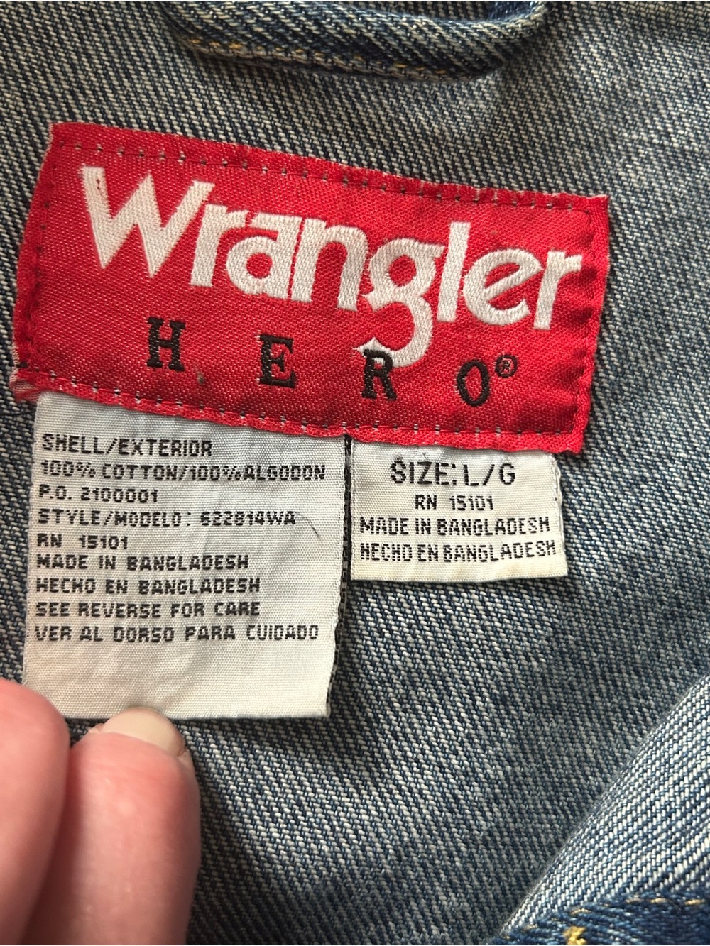 Wrangler Hero Vintage Large Denim Jacket Custom Painting of Eagle  on Back - Picture 4 of 8
